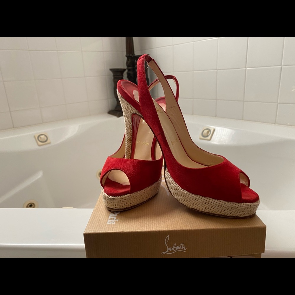 Christian Louboutin Red Suede Slingback
